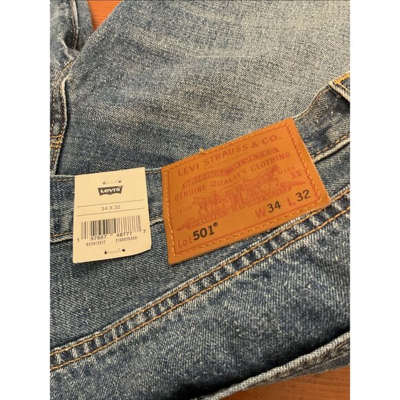 Levi's Jeans Premium 501 Straight Fit Selvedge Button Fly Blue 34X32 NWT - Picture 4 of 13